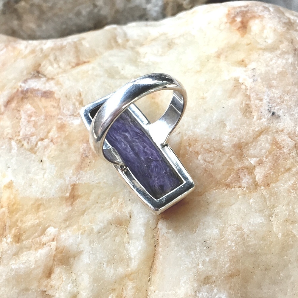 Siberian Charoite 925 sterling silver ring 6 NWT - Picture 4 of 7